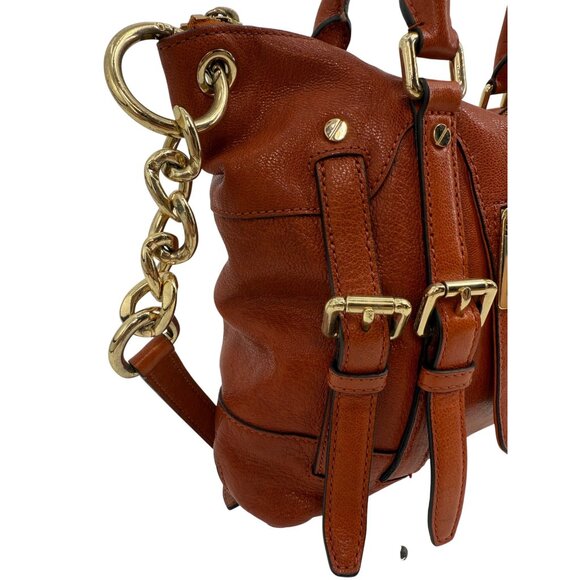 Michael Kors Luxury Burnt Orange Genuine Leather Large Slim Satchel Shoulder Bag - Picture 5 of 16